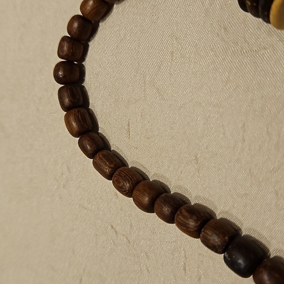 WOODEN & MOSAIC SHELL Vintage Necklace - Picture 6 of 7